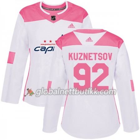 Washington Capitals Hockeydrakt Evgeny Kuznetsov 92 2017-2018 Hvit Rosa Fashion Adidas Authentic - Dame